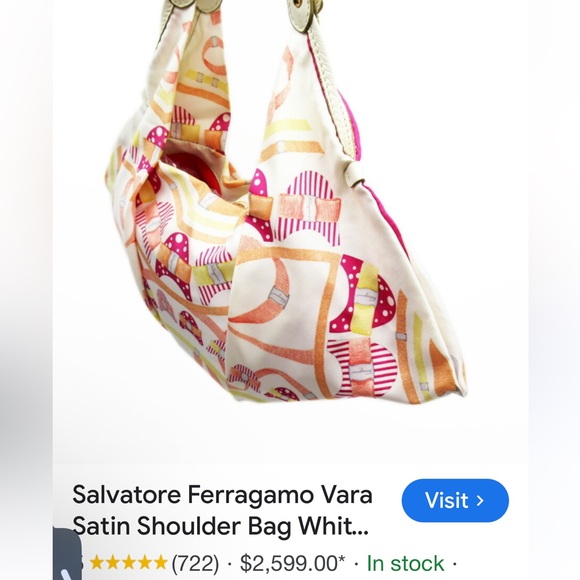 Salvatore Ferragamo Pink and White Satin Shoulder Bag - Picture 4 of 17